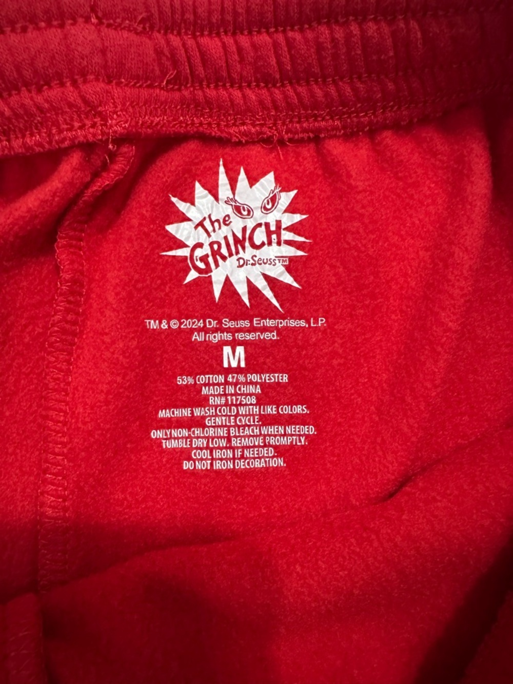 DR SEUSS GRINCH RED CHRISTMAS JOGGER SWEATPANTS WOMENS MEDIUM FLEECE - Picture 9 of 9